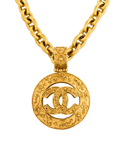 gold chanel logo pendant|authentic Chanel necklace for sale.